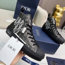 Dior B23 High-Top Sneakers Unisex Oblique Motif Canvas Black - Dior Bag Outlet Official