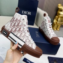 Dior B23 High-Top Sneakers Unisex Oblique Motif Canvas Brown - Dior Bag Outlet Official