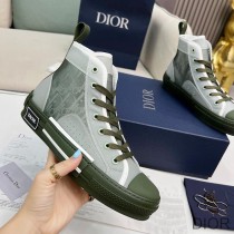 Dior B23 High-Top Sneakers Unisex Oblique Motif Canvas Green - Dior Bag Outlet Official