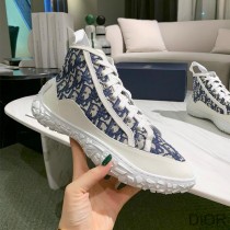 Dior B28 High-Top Sneakers Unisex Oblique Motif Canvas and Rubber Blue - Dior Bag Outlet Official