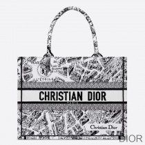 Dior Book Tote Plan de Paris Motif Canvas White - Dior Bag Outlet Official