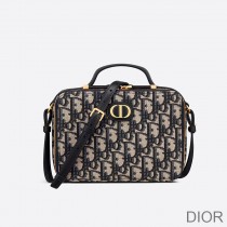 Dior Caro Box Bag Oblique Motif Canvas Blue - Dior Bag Outlet Official
