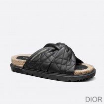 Dior Dtwist Slides Women Cannage Lambskin Black - Dior Bag Outlet Official