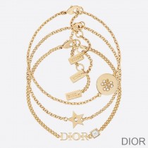 Dior evolution Bracelet Set Chain and White Crystals Gold