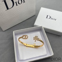 Dior evolution Cuff Bracelet Metal and White Crystals Gold