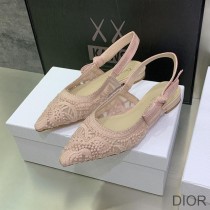 J'Adior Slingback Ballerina Flats Women D-Lace Macrame Motif Mesh Cherry - Dior Bag Outlet Official