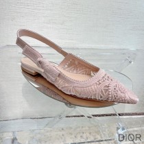 J'Adior Slingback Ballerina Flats Women D-Lace Macrame Motif Mesh Pink - Dior Bag Outlet Official