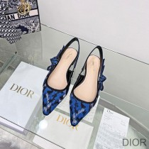 J'Adior Slingback Ballerina Flats Women Mizza Motif Canvas Blue - Dior Bag Outlet Official