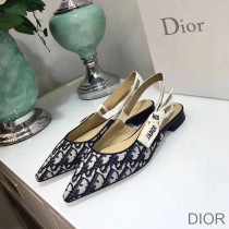 J'Adior Slingback Ballerina Flats Women Oblique Motif Canvas Black - Dior Bag Outlet Official