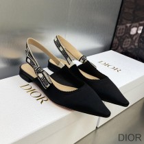 J'Adior Slingback Ballerina Flats Women Satin and Cotton Black - Dior Bag Outlet Official