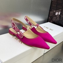 J'Adior Slingback Ballerina Flats Women Satin and Cotton Rose - Dior Bag Outlet Official