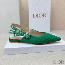 J'Adior Slingback Ballerina Flats Women Technical Fabric Green - Dior Bag Outlet Official