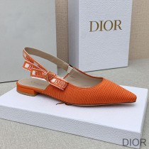 J'Adior Slingback Ballerina Flats Women Technical Fabric Orange - Dior Bag Outlet Official
