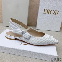 J'Adior Slingback Ballerina Flats Women Technical Fabric White - Dior Bag Outlet Official