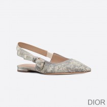 J'Adior Slingback Ballerina Flats Women Toile de Jouy Motif Cotton Grey - Dior Bag Outlet Official