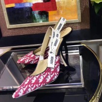 J'Adior Slingback Pumps Women Oblique Motif Canvas Burgundy - Dior Bag Outlet Official