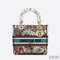 Medium Lady D-lite Bag Constellation Motif Canvas White - Dior Bag Outlet Official