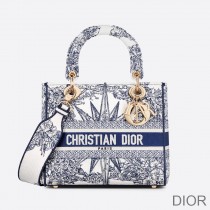 Medium Lady D-lite Bag Reve d'Infini Motif Canvas Blue - Dior Bag Outlet Official
