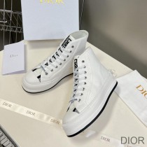 Walk'N'Dior High-Top Platform Sneakers Women Canvas White - Dior Bag Outlet Official