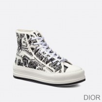 Walk'N'Dior High-Top Platform Sneakers Women Plan de Paris Motif Canvas Black - Dior Bag Outlet Official