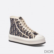 Walk'n'Dior High-Top Platform Sneakers Women Oblique Motif Canvas Blue - Dior Bag Outlet Official