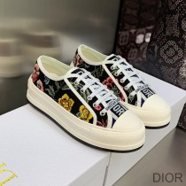 Walk'n'Dior Platform Sneakers Unisex Petites Fleurs Motif Canvas Black - Dior Bag Outlet Official