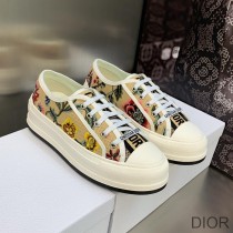 Walk'n'Dior Platform Sneakers Unisex Petites Fleurs Motif Canvas White - Dior Bag Outlet Official