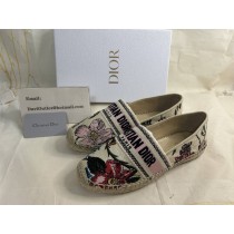 Christian Dior Bag Outlet For Sale Christian Dior Granville Espadrilles Women Rosa Mutabilis Motif Canvas White - Dior Bag Outlet Official