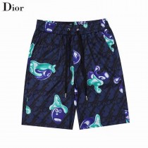Christian Dior Men Drawstring Causal Shorts Dior Oblique Gym Shorts Blue