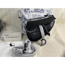 Christian Dior Saddle Bag Ultramatte Oblique Embossed Calfskin Black