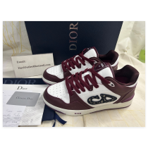 Dior B57 Dribble Low-Top Unisex Sneaker Burgundy and White Smooth Calfskin with Beige and Black