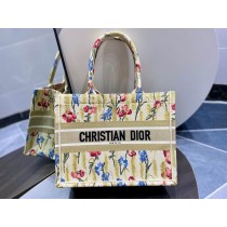 Dior Book Tote Beige Hibiscus Rosa-Sinensis Embroidery