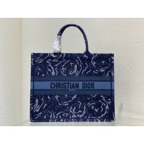 Dior Book Tote Blue Dior Roses Embroidery
