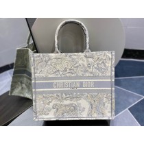 Dior Book Tote Ecru and Gray Toile de Jouy Embroidery