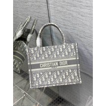 Dior Book Tote Gray Dior Oblique Embroidery