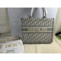 Dior Book Tote Gray Dior Oblique Embroidery