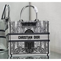 Dior Book Tote House Motif Embroidery Black White