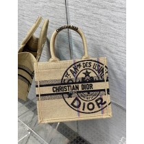 Dior Book Tote in Jute Canvas Embroidered With Dior Union Motif
