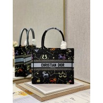 Dior Book Tote In Multicolor Dior Pixel Zodiac Embroidery