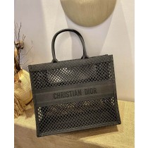 Dior Book Tote Mesh Embroidery Black