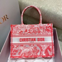 Dior Book Tote Red Toile de Jouy Reverse Embroidery