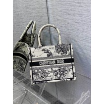 Dior Book Tote Toile de Jouy Zodiac Embroidery Black White