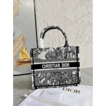 Dior Book Tote White and Black Toile de Jouy Embroidery