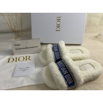 Dior Dway Shearling Slides White Blue