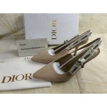 Dior J'Adior Slingback Pumps 100mm Technical Canvas Ribbon Nude