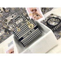 Dior Lady D-Lite Black and White Houndstooth Embroidery
