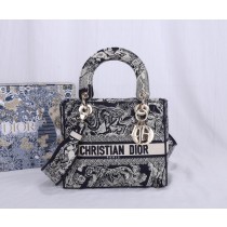 Dior Lady D-Lite Blue Toile de Jouy Reverse Embroidery
