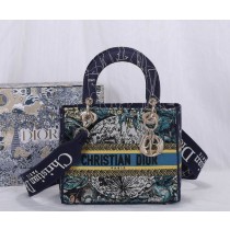 Dior Lady D-Lite Latte Multicolor Dior Constellation Embroidery Blue