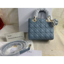 Dior Lady Dior Bag Cannage Lambskin Blue