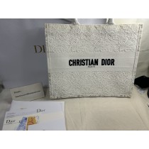 Dior Large Book Tote Floral Embroidery White Black